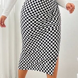 Checkered Black and White Skirt from Shein
